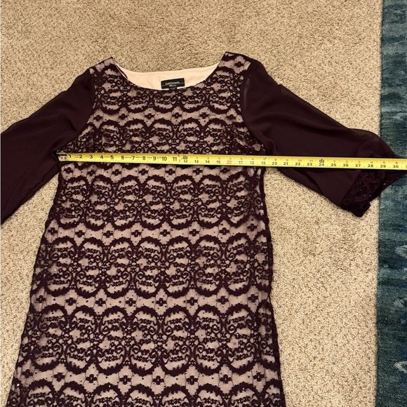 R&M Richards Plum Formal Lace Sequin Floral Sheath Dress 14W Mother of Bride - Picture 10 of 13